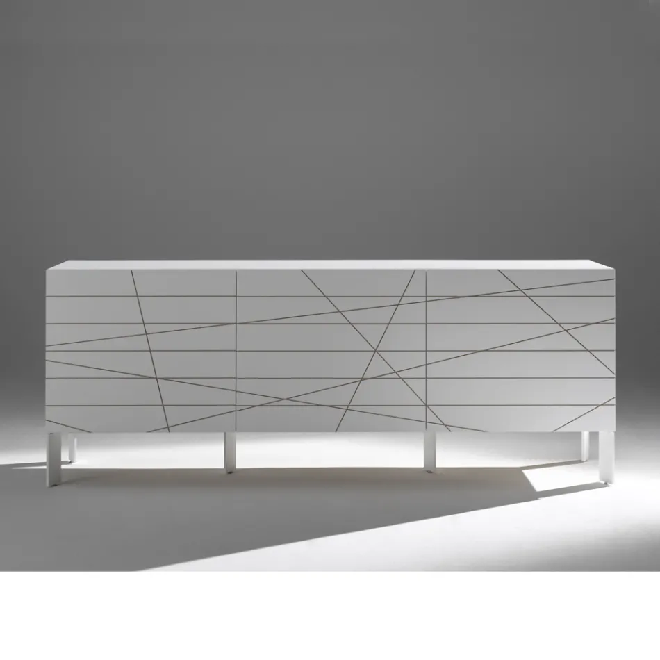 Komoda z 3 drzwiami z malowanego aglomeratu drewnianego - Ariete Viadurini