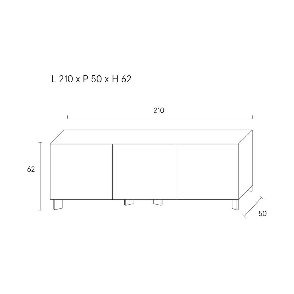Komoda z 3 drzwiami z malowanego aglomeratu drewnianego - Ariete Viadurini