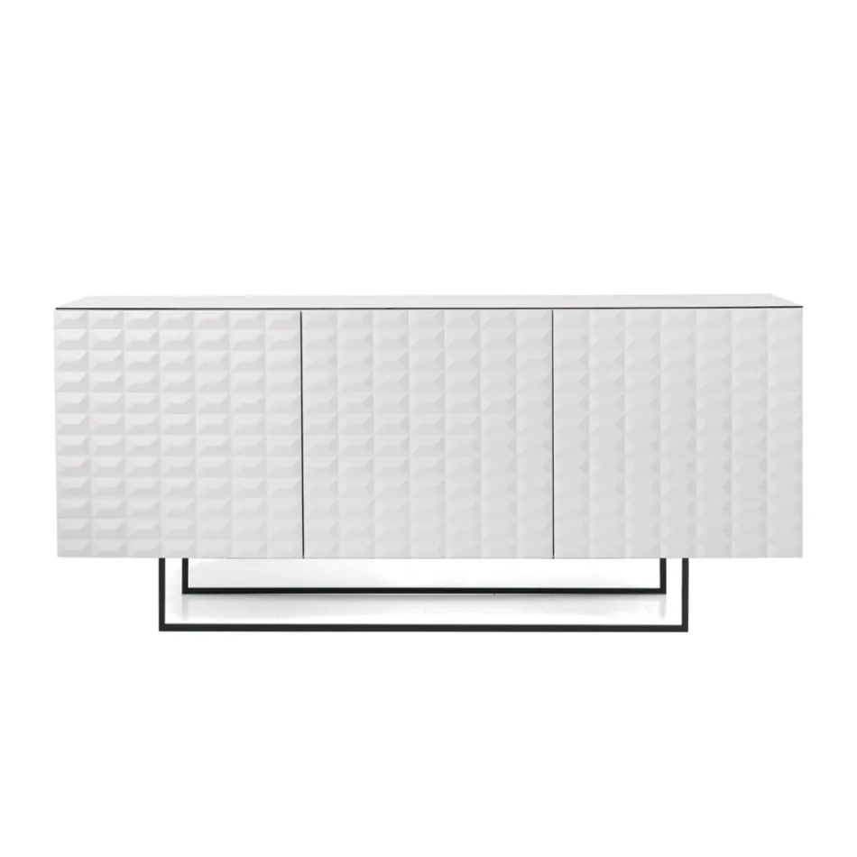 Komoda z 3 drzwiami z płyty MDF pokrytej lakierowanym PCV Wyprodukowano we Włoszech - Dorotea Viadurini