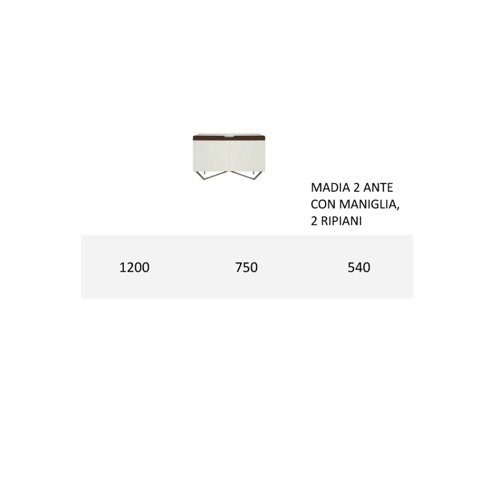 Kredens ze strukturą w kolorze białym Mdf 2 Żelazne stopy Made in Italy - Coral Viadurini