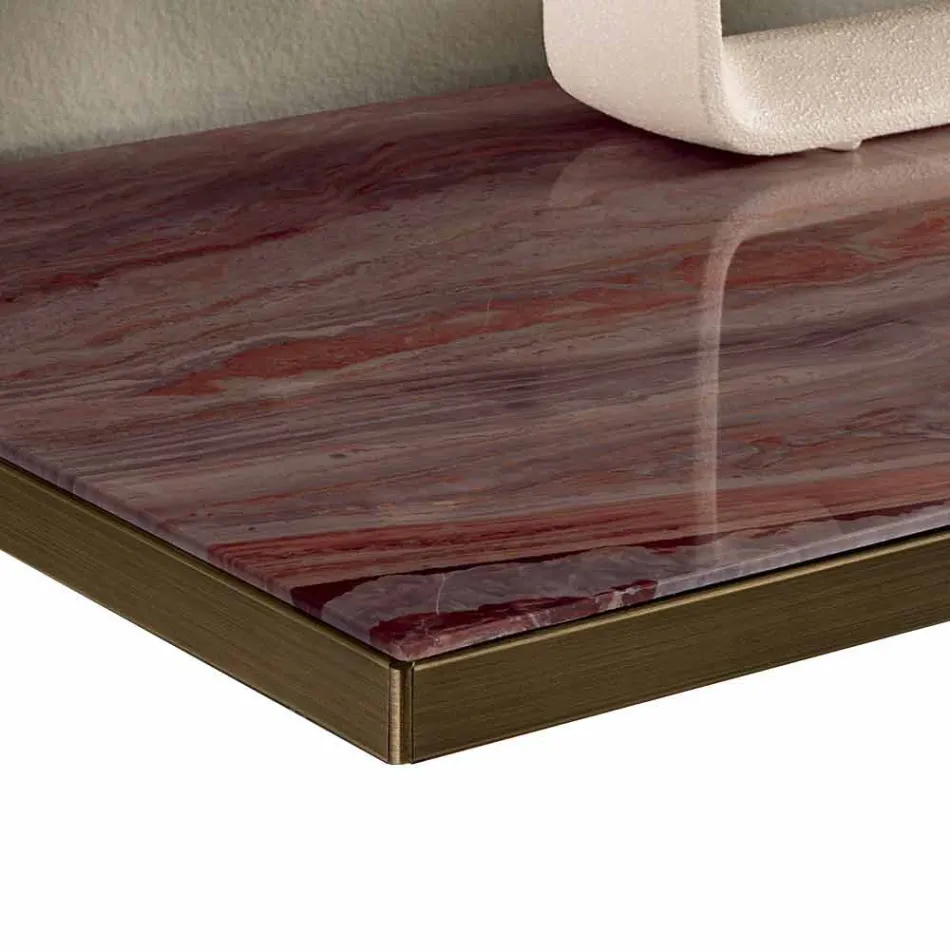 Kredens do salonu z wędzonego szkła i zielonego marmuru z Gwatemali - Leonarda Viadurini