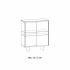 Kredens do salonu z wędzonego szkła i zielonego marmuru z Gwatemali - Leonarda Viadurini