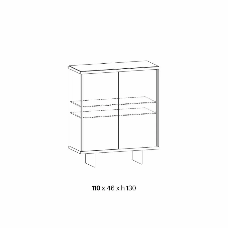 Kredens do salonu z wędzonego szkła i zielonego marmuru z Gwatemali - Leonarda Viadurini
