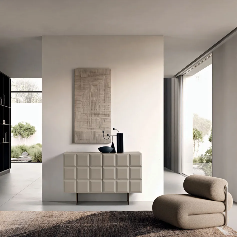 Komoda wewnętrzna z 2 drzwiami w kratkę, wyprodukowana we Włoszech - Elisabetta Viadurini