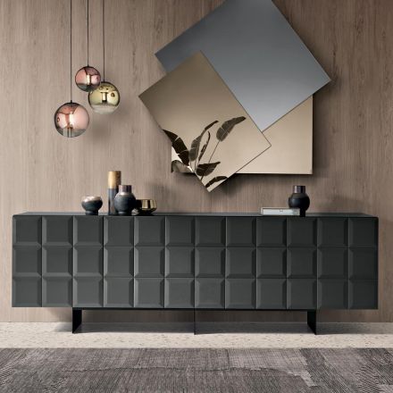 Komoda wewnętrzna z 4 drzwiami w kratkę, wyprodukowana we Włoszech - Elisabetta Viadurini