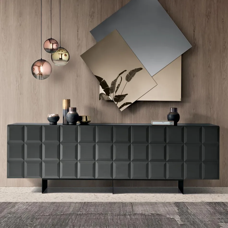 Komoda wewnętrzna z 4 drzwiami w kratkę, wyprodukowana we Włoszech - Elisabetta Viadurini