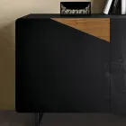 Kredens do salonu z 2 drzwiami w kolorze dębu country wiązanego i antracytowym szkle – Ove Viadurini