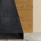 Kredens do salonu z 2 drzwiami w kolorze dębu country wiązanego i antracytowym szkle – Ove Viadurini