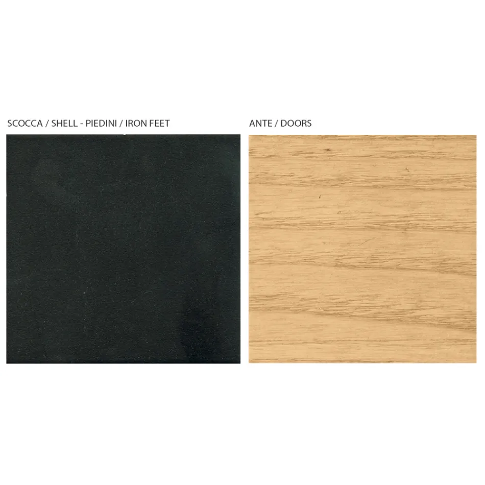 Kredens do salonu z 4 drzwiami w wykończeniu naturalnego jesionu Made in Italy - Melek Viadurini