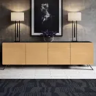 Kredens do salonu z 4 drzwiami w wykończeniu naturalnego jesionu Made in Italy - Melek Viadurini