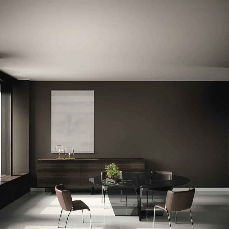 Drewniany kredens ze szklaną konstrukcją Made in Italy - Azuki Viadurini