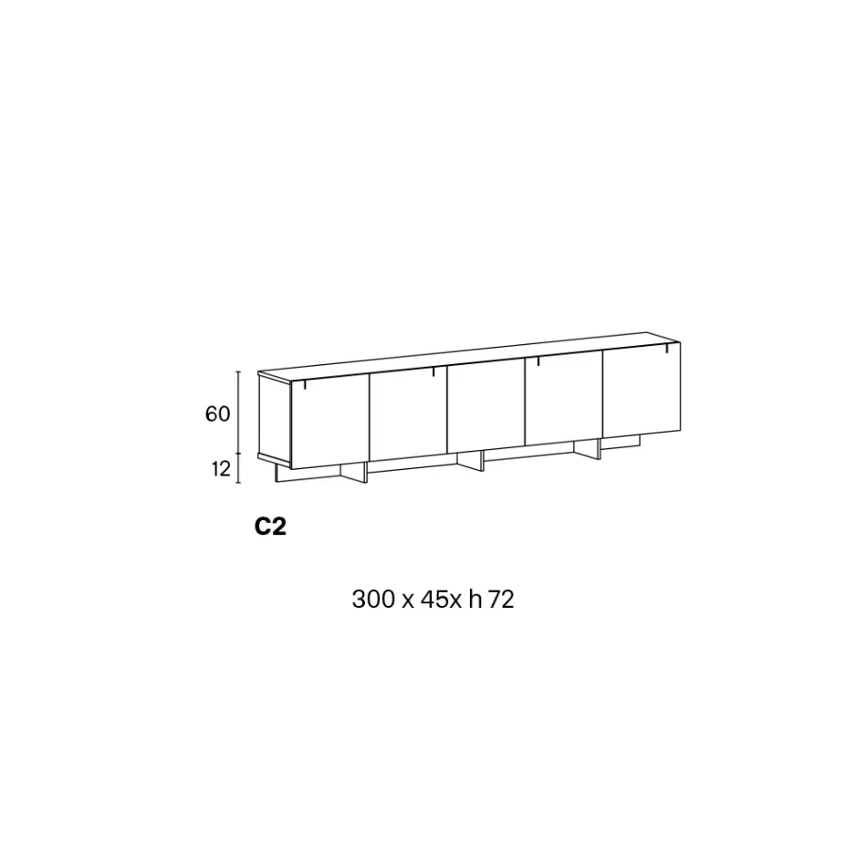 Drewniany kredens ze szklaną konstrukcją Made in Italy - Azuki Viadurini