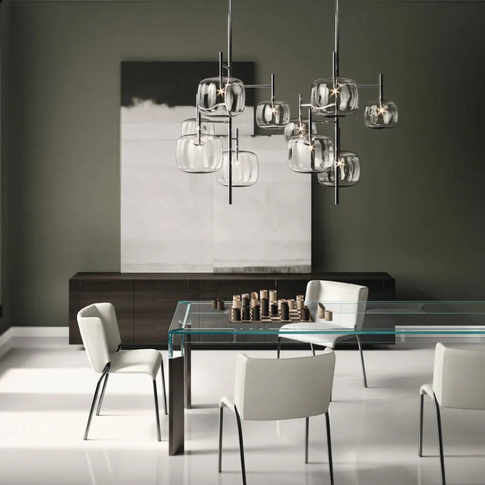 Drewniany kredens ze szklaną konstrukcją Made in Italy - Azuki Viadurini