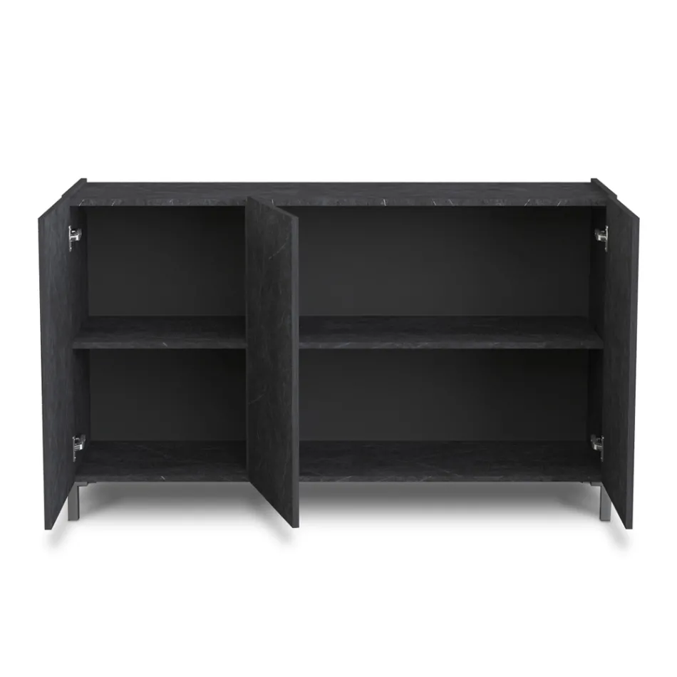 Kredens do salonu pokryty marmurowym wykończeniem melaminowym Made in Italy - cynk Viadurini