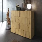 Kredens do salonu z 2 drzwiami skrzydłowymi w wykończeniu dębowym - sodowy Viadurini