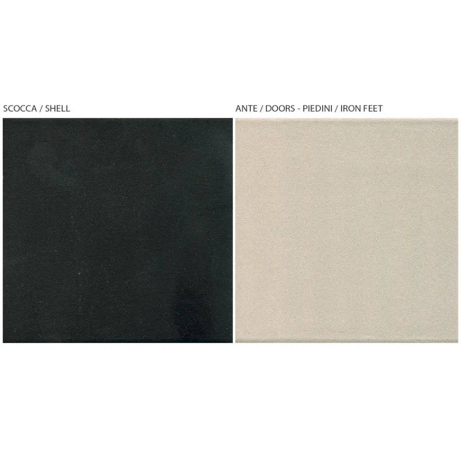 Kredens do salonu z 2 drzwiami z niklowanym wykończeniem Made in Italy - Ulles Viadurini