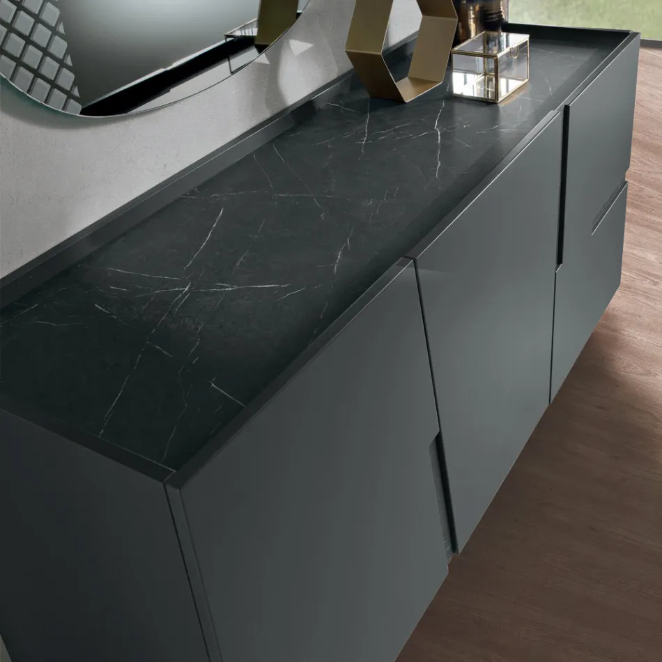 Komoda do salonu z 3 drzwiami z lakierowanej płyty MDF Wyprodukowano we Włoszech - Elena Viadurini