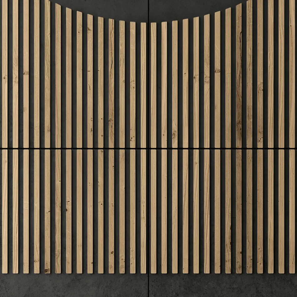 Kredens do salonu z 4 drzwiami z wykończeniem w kolorze nordyckiego dębu wiązanego - Bente Viadurini