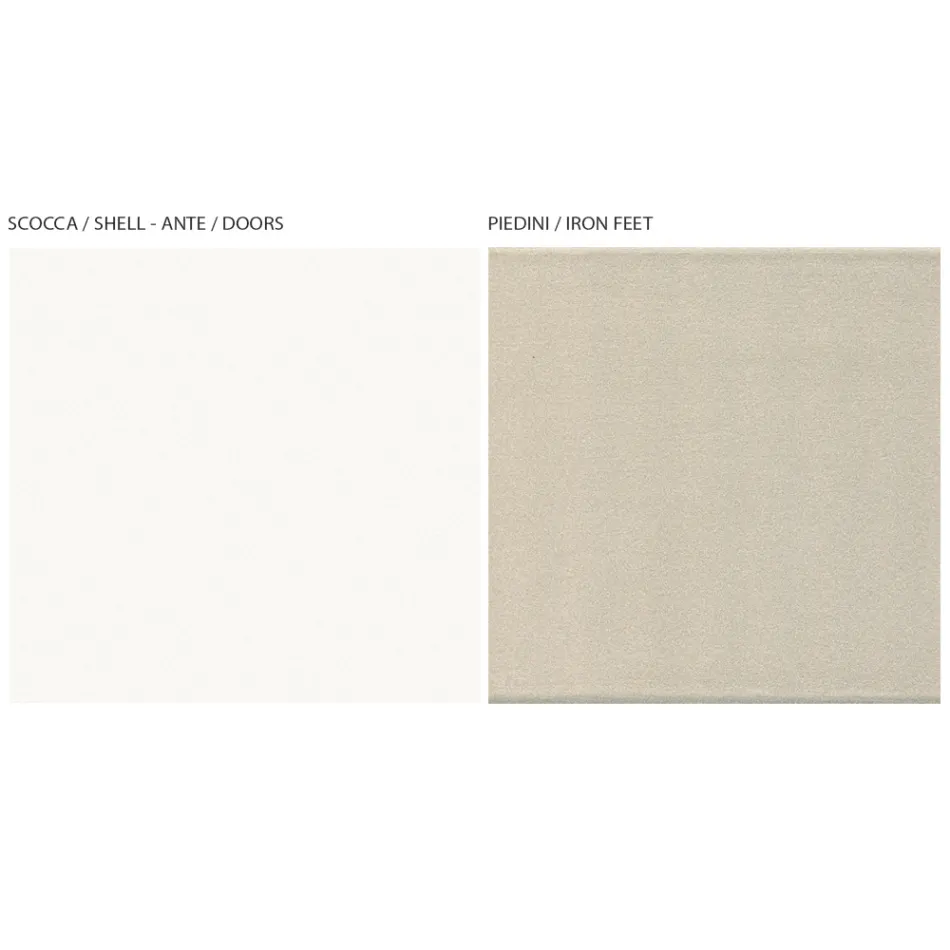 Kredens do salonu z 4 drzwiami MDF w kolorze białym i niklowanym Wyprodukowano we Włoszech - Emie Viadurini