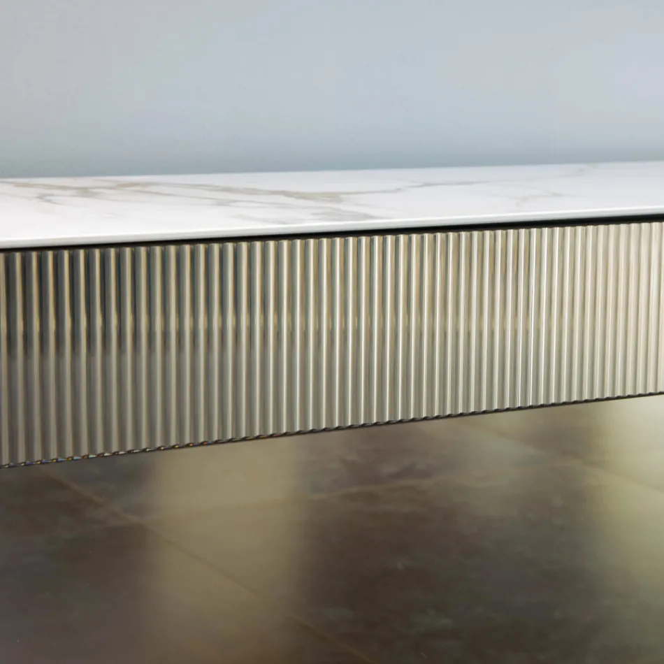 Kredens do salonu ze stalową podstawą i konstrukcją z melaminy - Adriel Viadurini