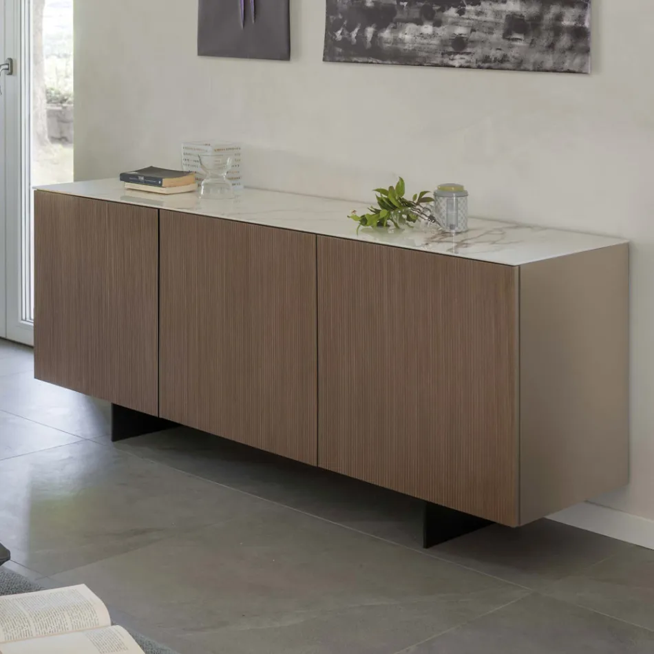 Kredens do salonu ze stalową podstawą i konstrukcją z melaminy - Adriel Viadurini
