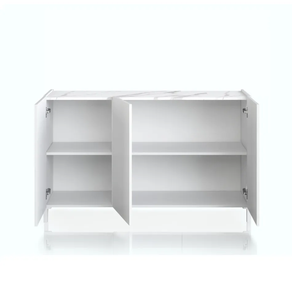 Drewniany kredens do salonu z 3 drzwiami na zawiasach - Tantalo Viadurini