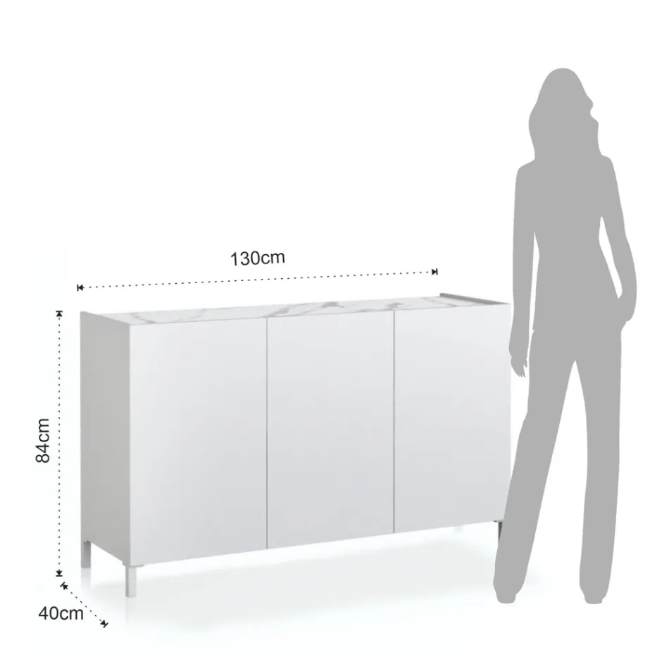 Drewniany kredens do salonu z 3 drzwiami na zawiasach - Tantalo Viadurini