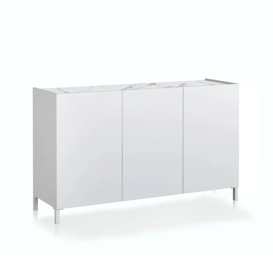 Drewniany kredens do salonu z 3 drzwiami na zawiasach - Tantalo Viadurini