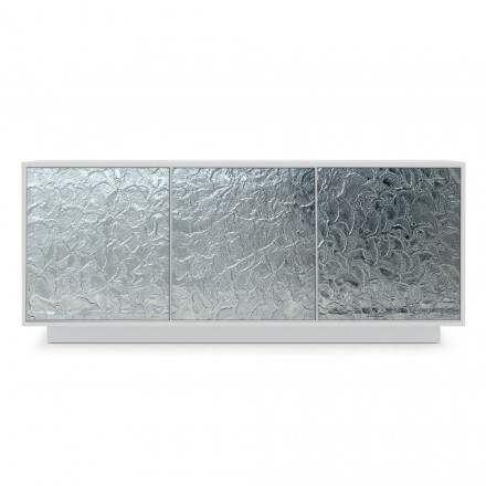 Kredens do salonu z matowego lakierowanego drewna i szkła Wyprodukowano we Włoszech - Fiorenza Viadurini