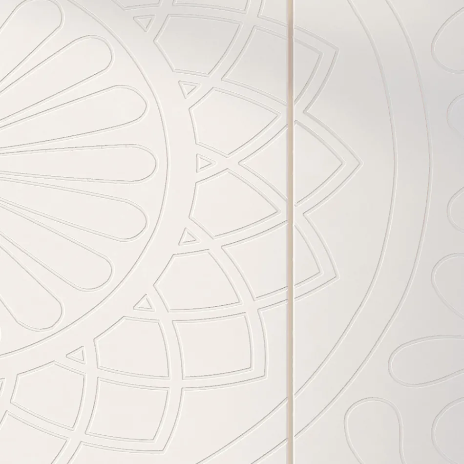 Kredens do salonu z białego Mdf z płaskorzeźbą Made in Italy - Stilea Viadurini