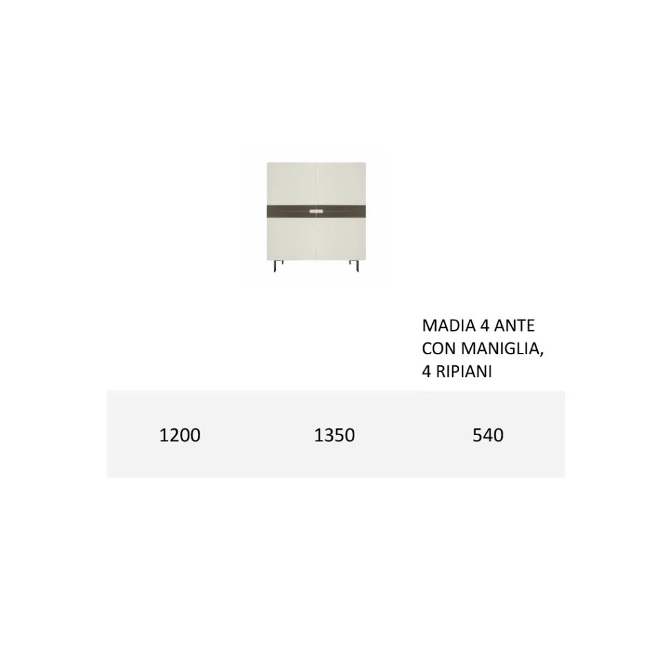 Kredens do salonu z płyty Mdf i wspornikiem na 4 nogach Made in Italy - Teresina Viadurini