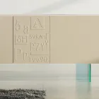 Kredens do salonu z matowego lakierowanego Mdf i szkła Made in Italy - Ninetta Viadurini