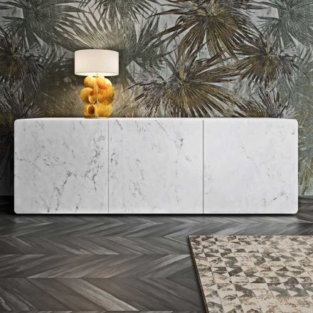 Kredens do salonu z 3 drzwiami z wykończeniem z marmuru Carrara Made in Italy - Finn Viadurini