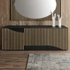 Kredens do salonu z 3 drzwiami z wykończeniem w kolorze nordyckiego dębu wiązanego - Linda Viadurini