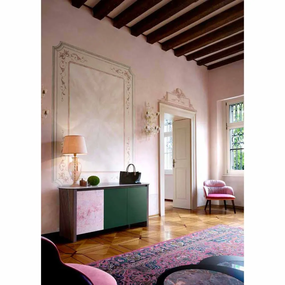 Zaprojektuj kredens z gresu ze strukturą z drewna i płyty MDF Made in Italy - Cunea Viadurini