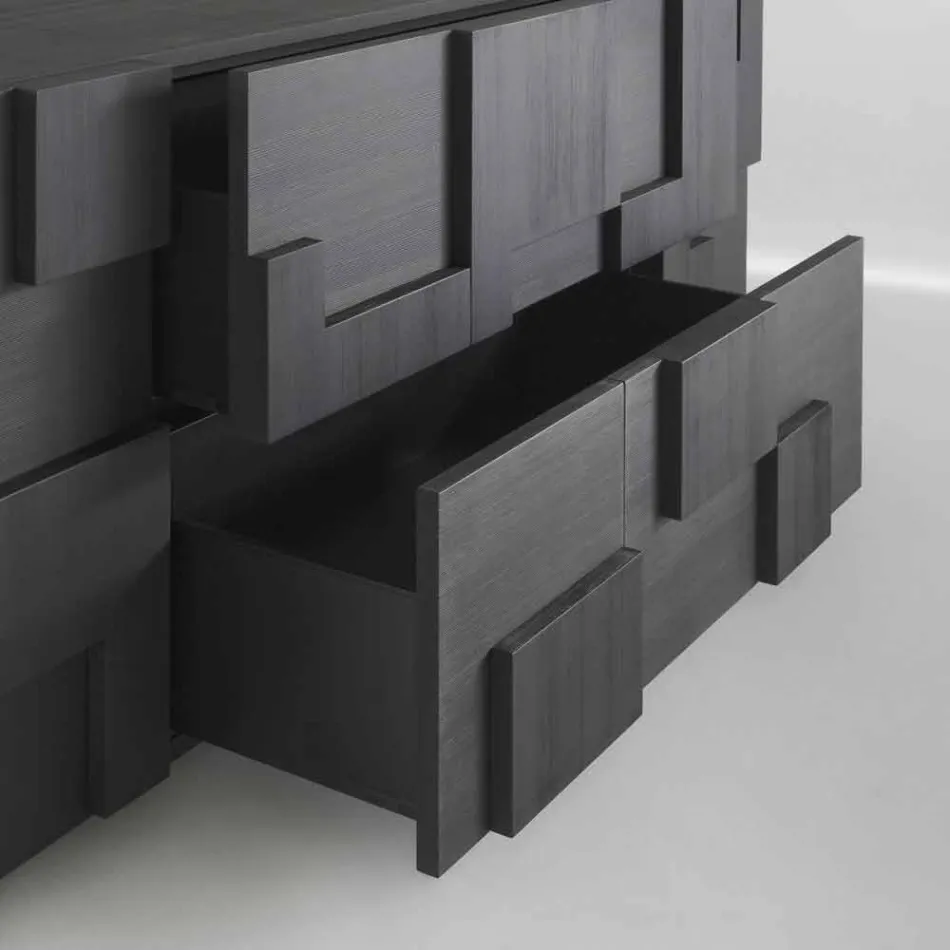 Konstrukcja kredens szczotkowana z drewna modrzewiowego obróbce cieplnej Azalea Viadurini