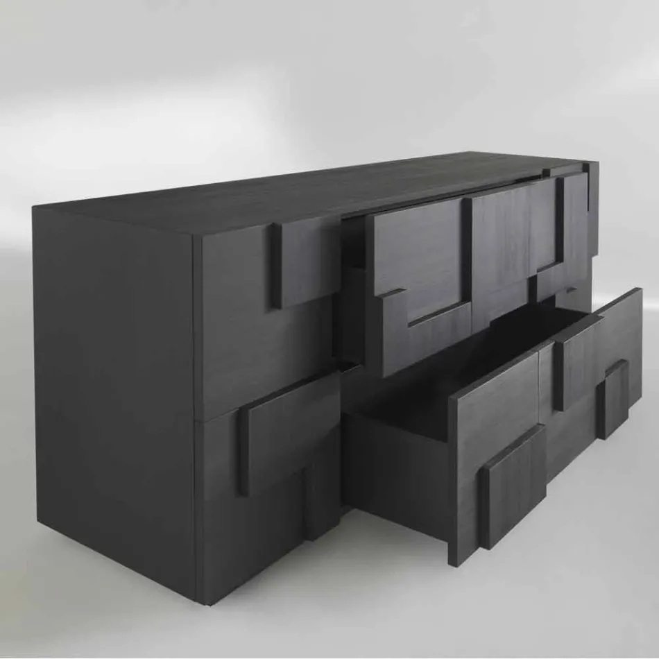 Konstrukcja kredens szczotkowana z drewna modrzewiowego obróbce cieplnej Azalea Viadurini