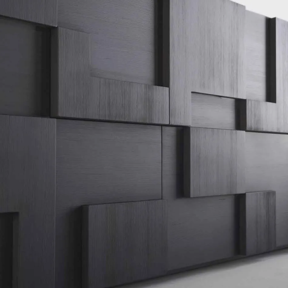 Konstrukcja kredens szczotkowana z drewna modrzewiowego obróbce cieplnej Azalea Viadurini