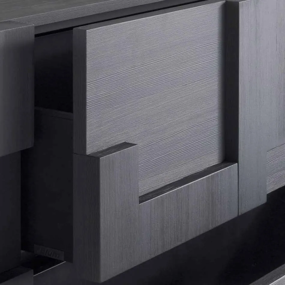 Konstrukcja kredens szczotkowana z drewna modrzewiowego obróbce cieplnej Azalea Viadurini