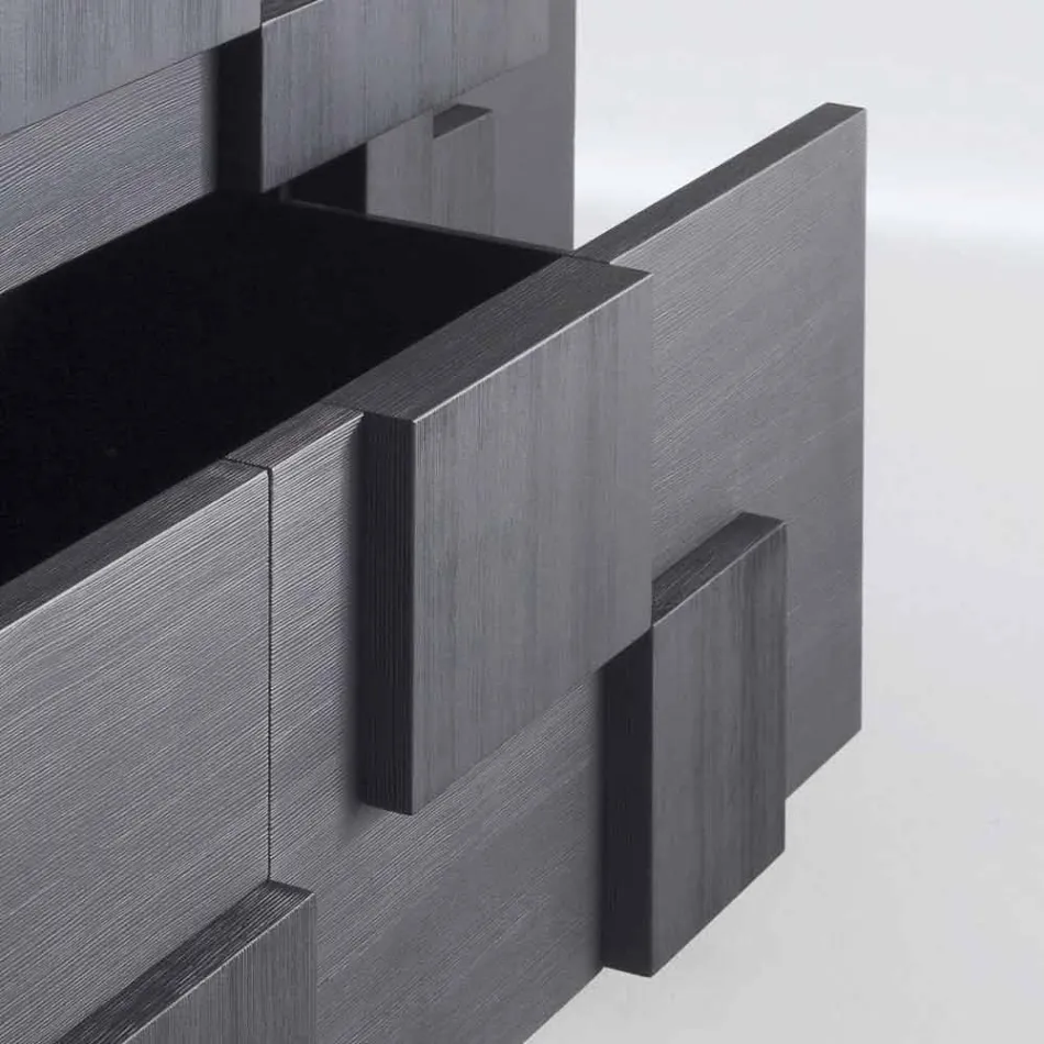 Konstrukcja kredens szczotkowana z drewna modrzewiowego obróbce cieplnej Azalea Viadurini