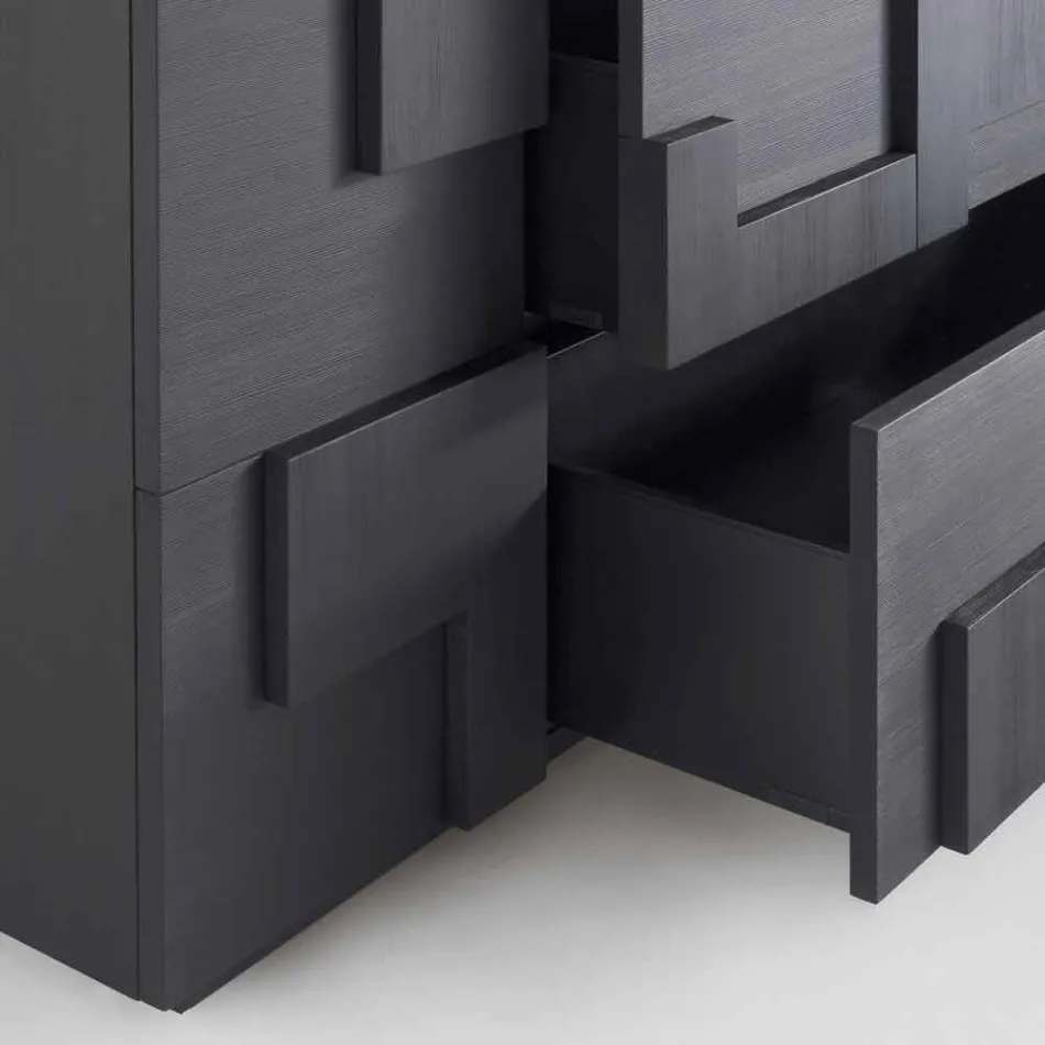 Konstrukcja kredens szczotkowana z drewna modrzewiowego obróbce cieplnej Azalea Viadurini