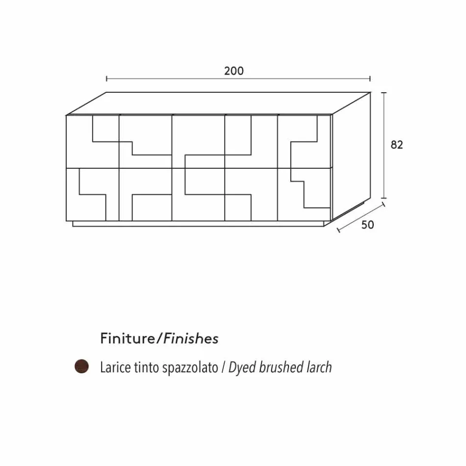 Konstrukcja kredens szczotkowana z drewna modrzewiowego obróbce cieplnej Azalea Viadurini