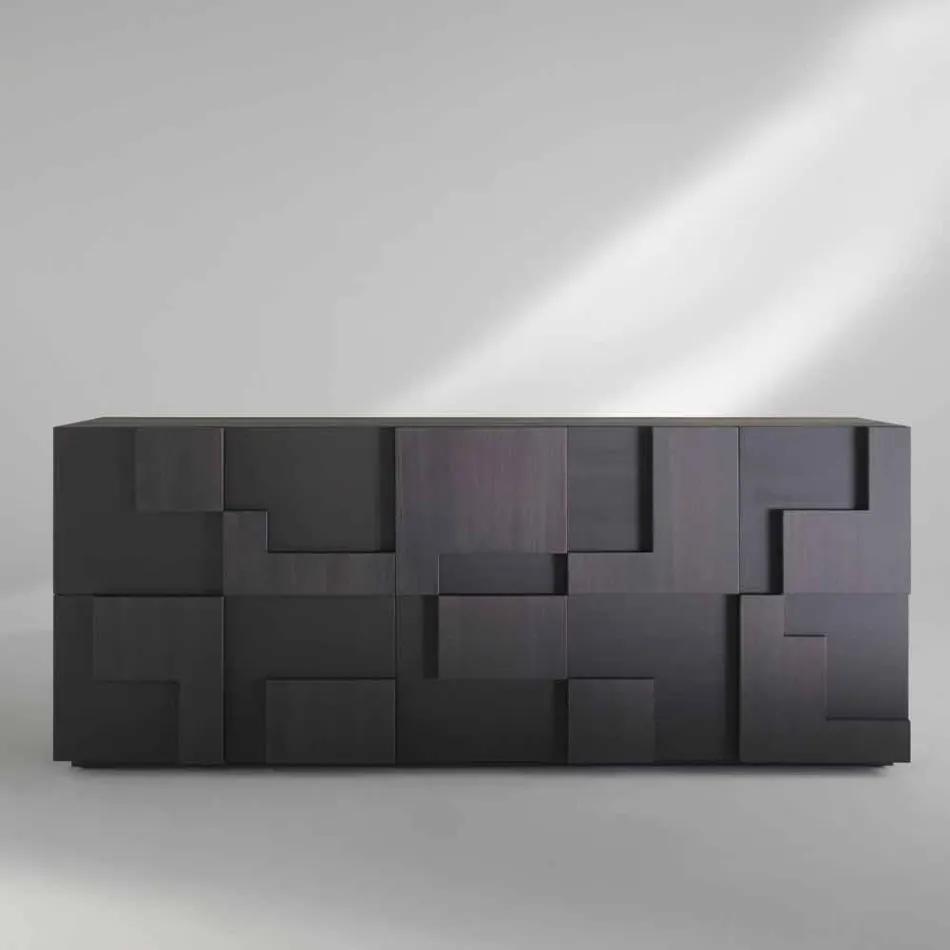 Konstrukcja kredens szczotkowana z drewna modrzewiowego obróbce cieplnej Azalea Viadurini