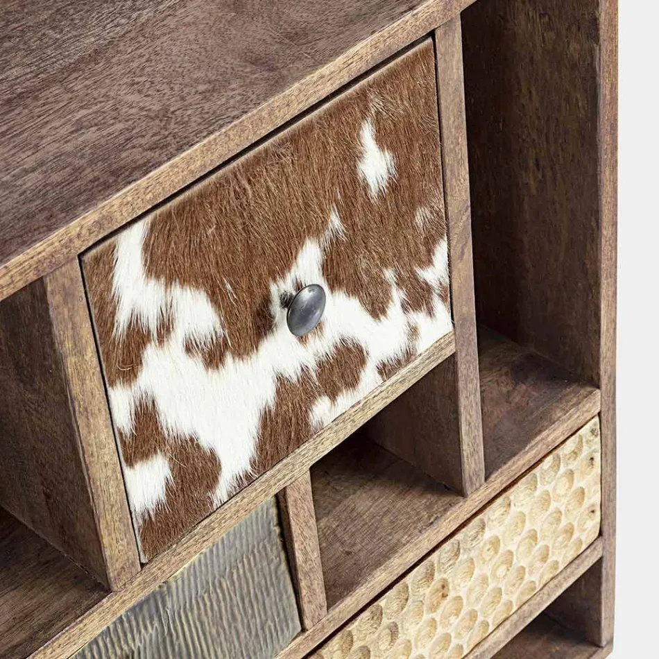 Kredens Etniczny z Przetworzonego Drewna Mango i Akacji Homemotion - Auriel Viadurini