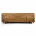 Drewniany kredens z 2 lub 4 drzwiami z kryształowymi półkami Made in Italy - Gardena Viadurini