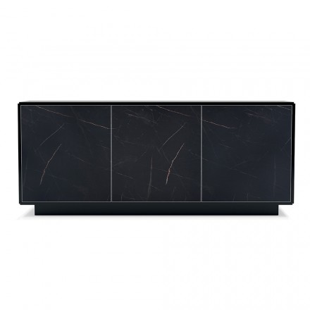 Drewniany kredens z 2 lub 3 drzwiami z laminatu HPL Wyprodukowano we Włoszech - Fiorenza Viadurini