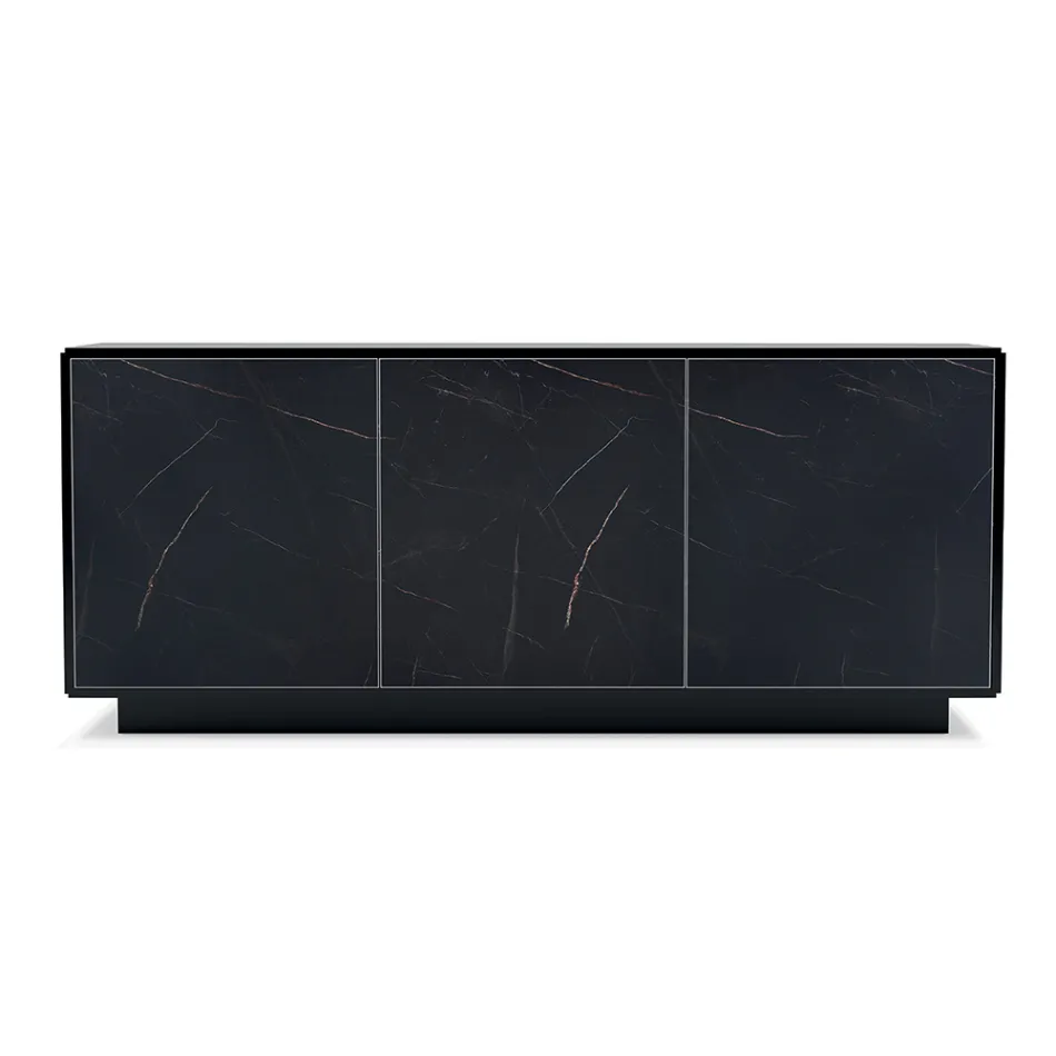 Drewniany kredens z 2 lub 3 drzwiami z laminatu HPL Wyprodukowano we Włoszech - Fiorenza Viadurini