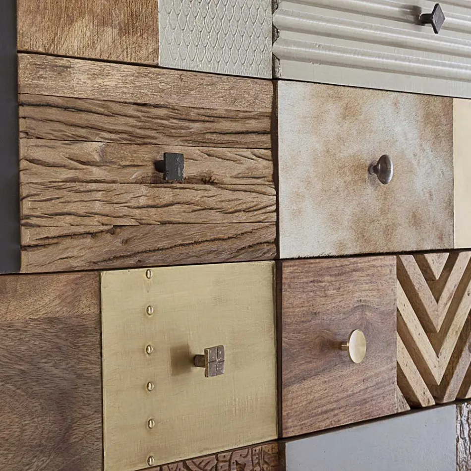 Kredens z Drewna Mango 2 Drzwi 4 Szuflady Styl Etniczny Homemotion - Auriel Viadurini