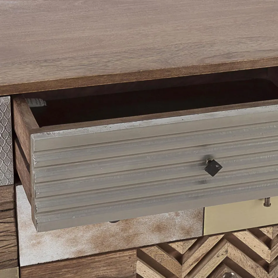 Kredens z Drewna Mango 2 Drzwi 4 Szuflady Styl Etniczny Homemotion - Auriel Viadurini