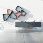 Kredens z płyty Mdf w kolorze grafitowo-szarym ze szklanymi nóżkami Made in Italy - Zelia Viadurini